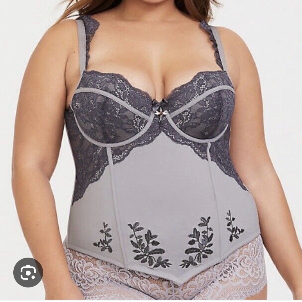 Torrid Outlander Dragonfly Corset Bustier Gray sz 3 3X